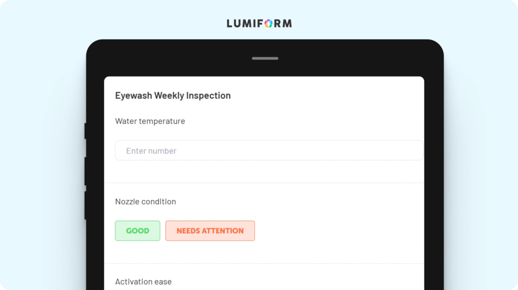 Eyewash weekly inspection form