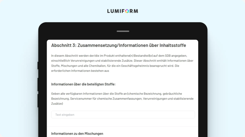 Sicherheitsdatenblatt Vorlage