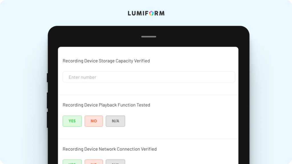 CCTV factory acceptance test checklist