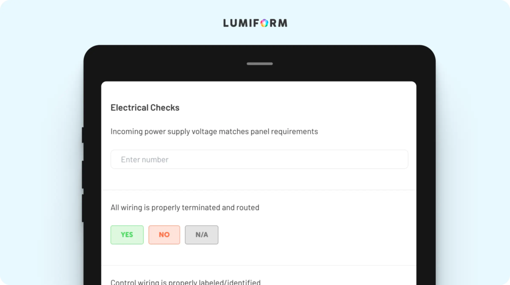 Electrical panel factory acceptance test checklist