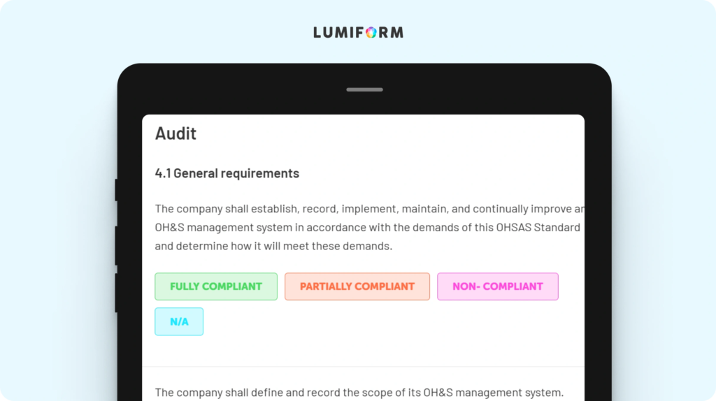 OHSAS 18001 internal audit checklist