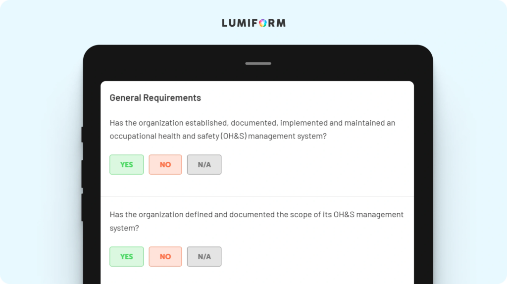 OHSAS 18001 gap analysis checklist