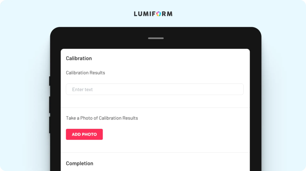 Calibration log template