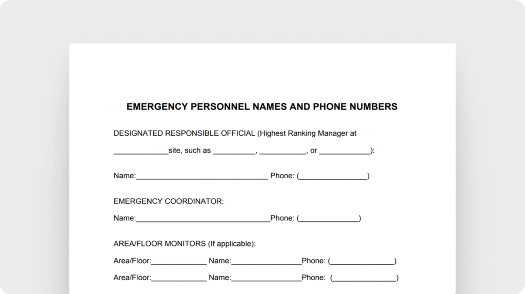 Emergency action plan template (CDC)