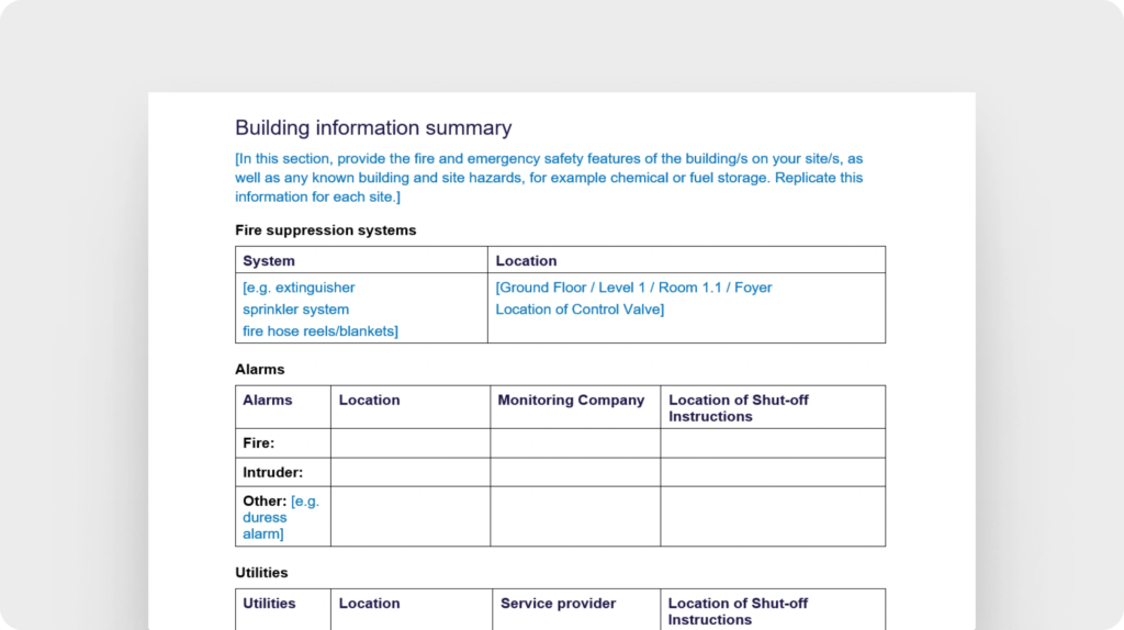 Emergency management plan template (Victoria State Government)
