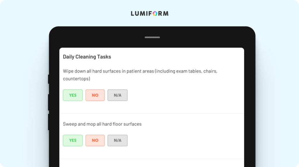 Medical office cleaning schedule template