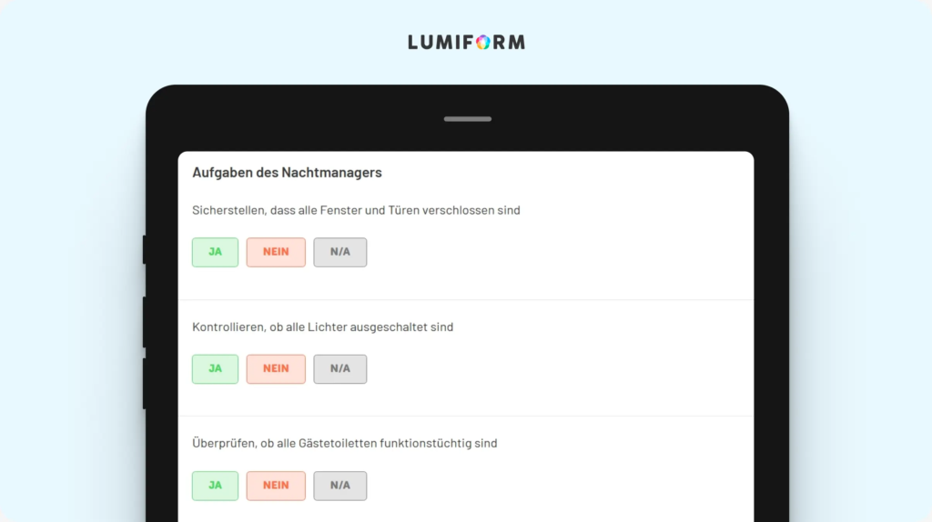 Hotel Nachtmanager Checkliste