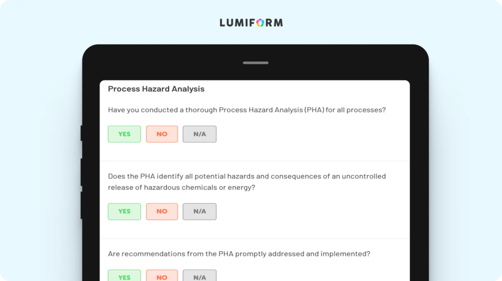 Process safety management checklist