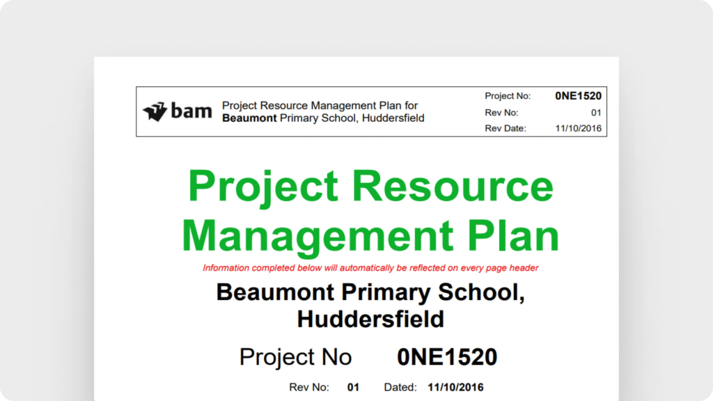 Project resource management plan (Kirklees, UK Government)