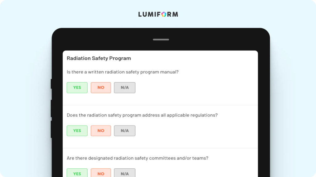 Radiation safety program audit checklist
