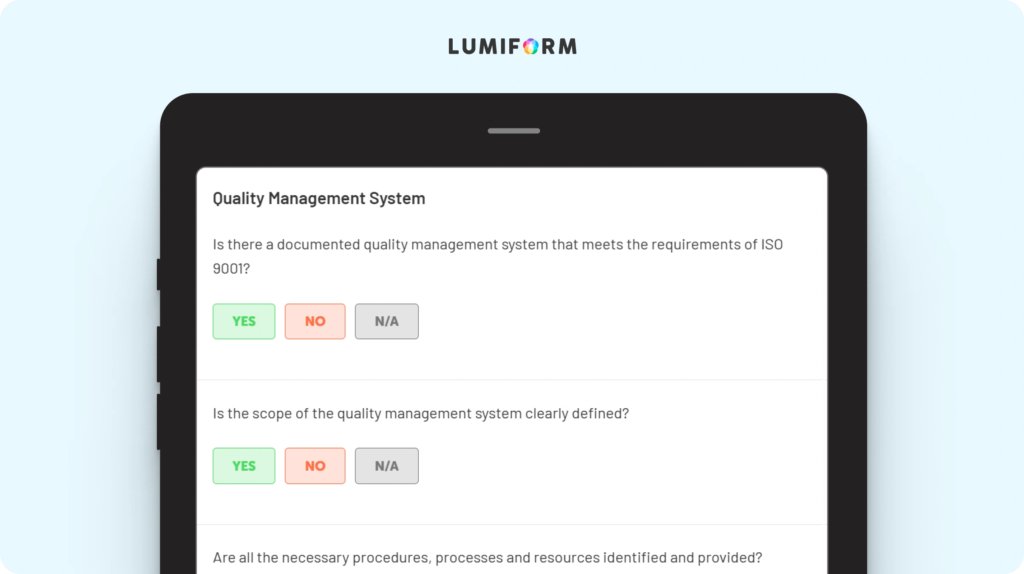 ISO 9000 requirements checklist