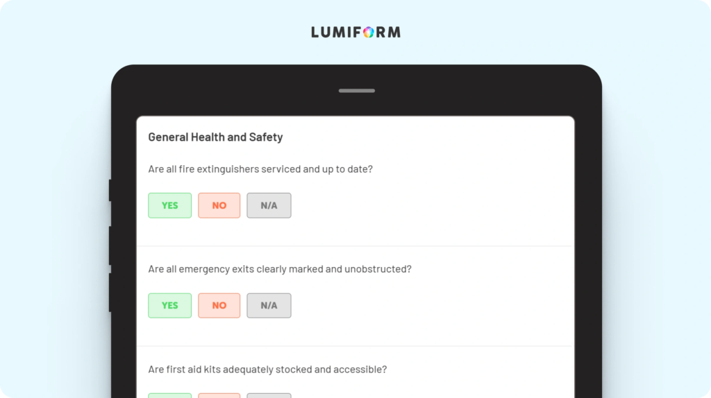 Health and safety checklist