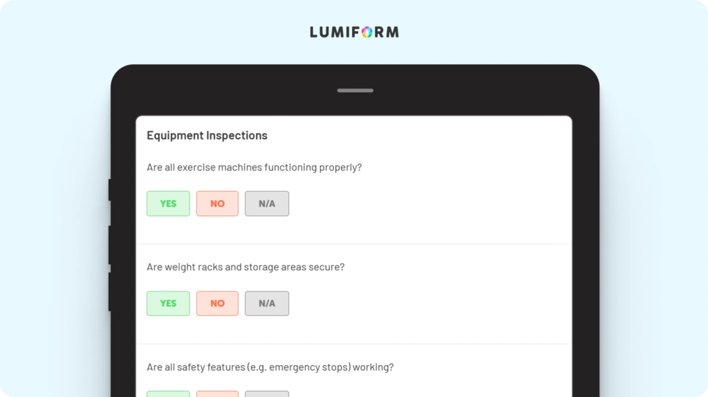 Gym health and safety checklist