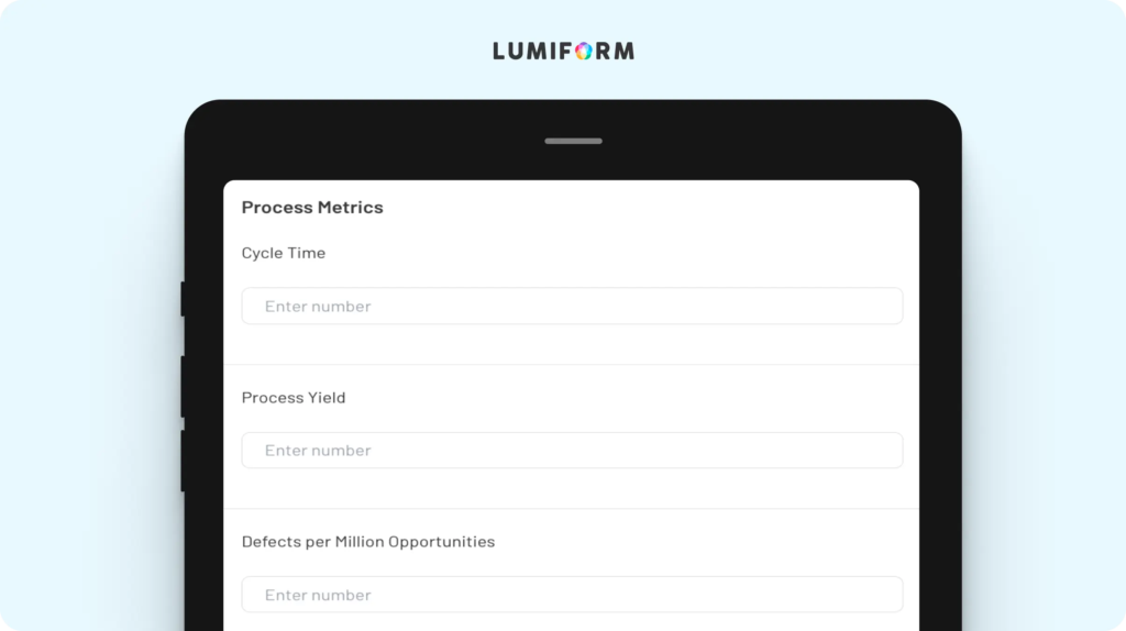 Template – Six Sigma value stream mapping