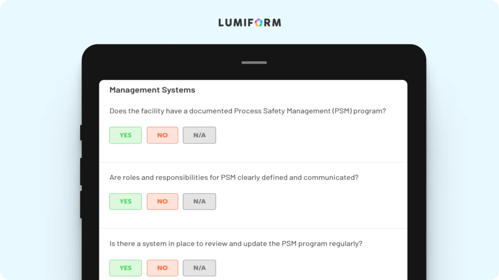 Process safety audit checklist