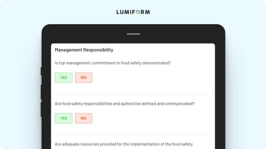 Food safety management system audit checklist
