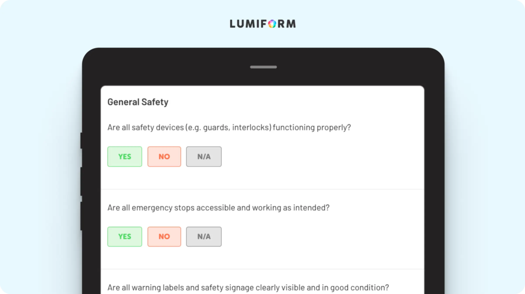 General safety and performance requirements checklist
