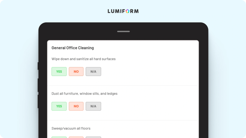 Janitorial office cleaning checklist