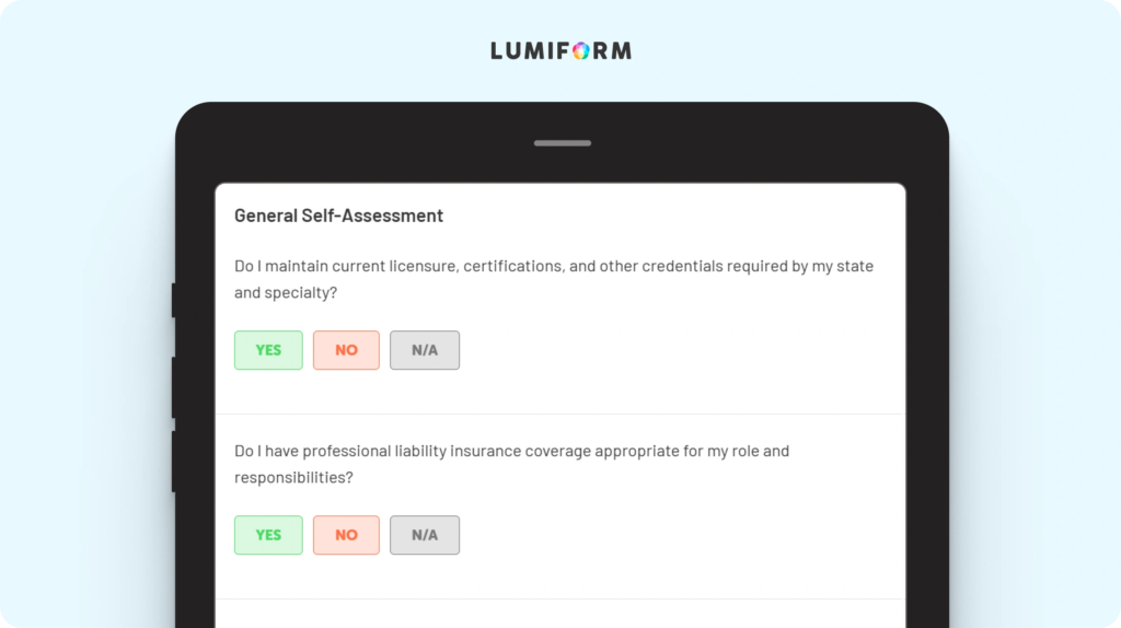 Risk control self assessment checklist for nurse practitioners