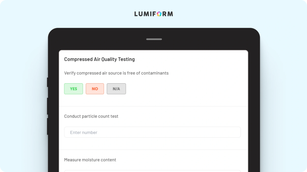 Compressed air testing SOP template