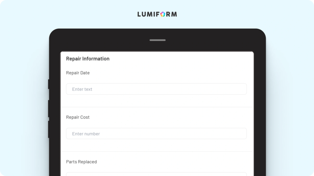 Equipment repair log template