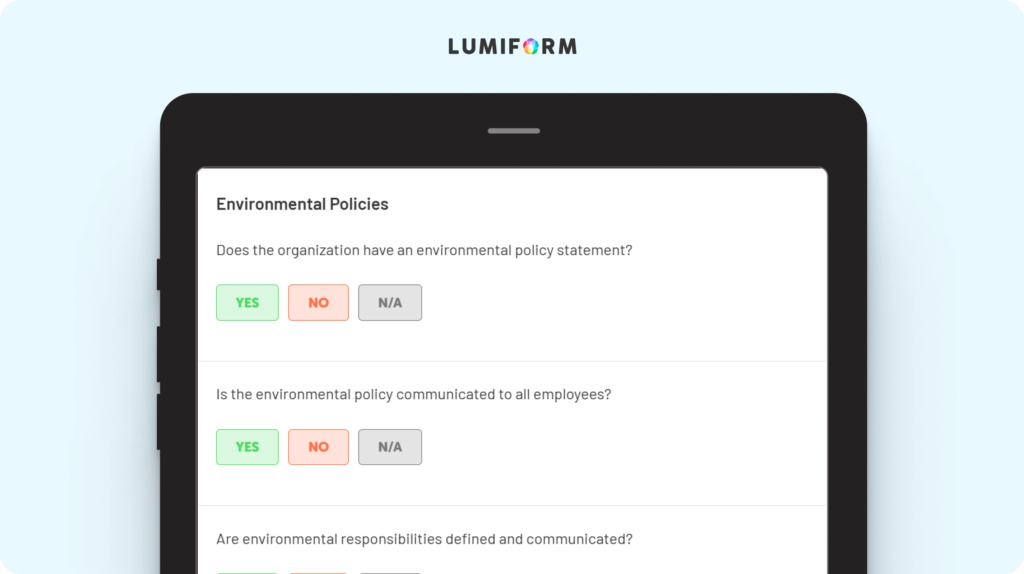 Internal environmental audit checklist