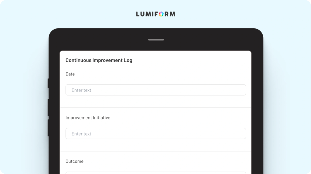 Continuous improvement log template