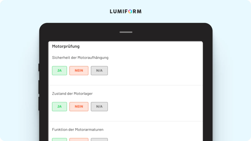 Wartung Generator Checkliste