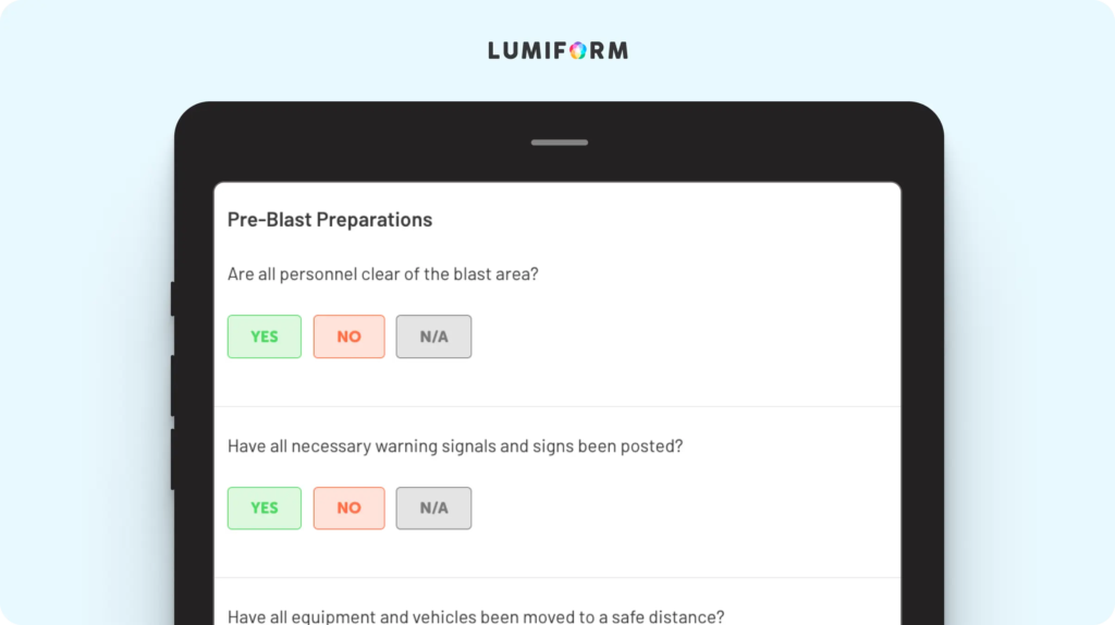 Blasting safety checklist