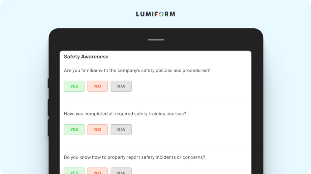 Employee safety evaluation form