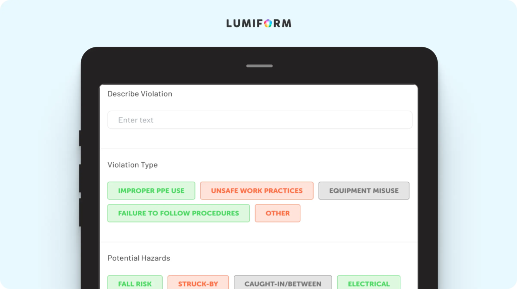 Employee safety violation form