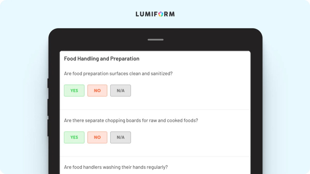 Food hygiene rating checklist