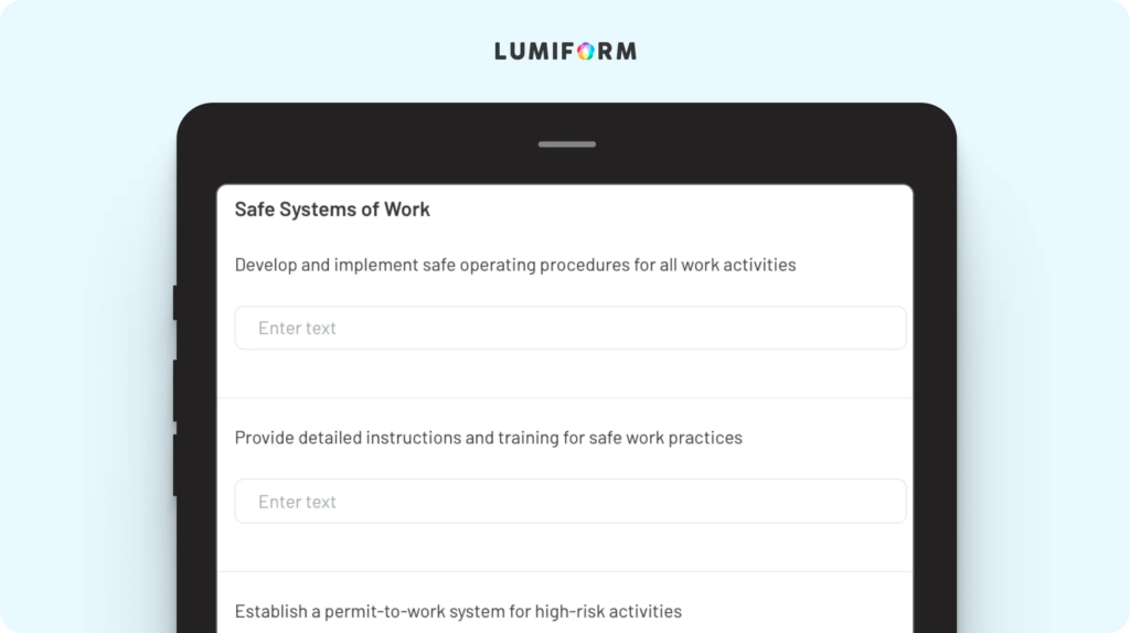 Health and safety management system template