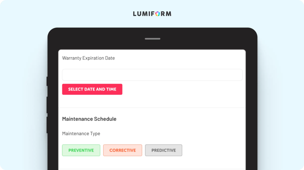 Maintenance plan template