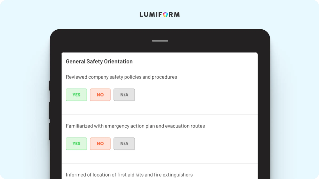 New employee safety orientation checklist