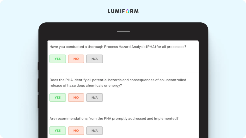 Process safety management checklist