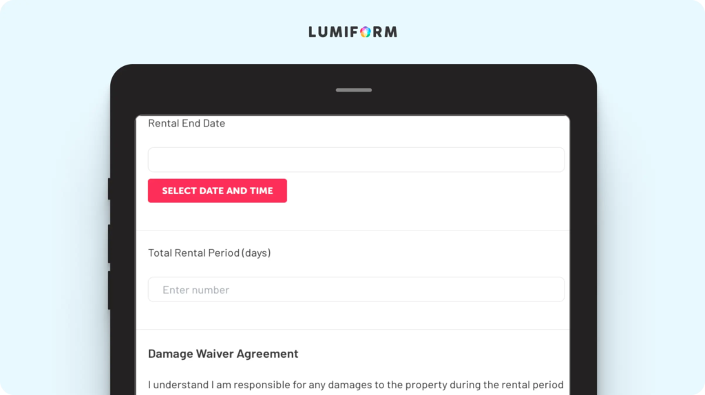 Property damage waiver template