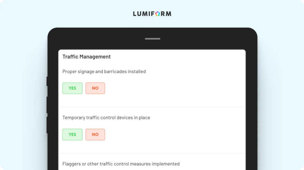 Road construction safety checklist template