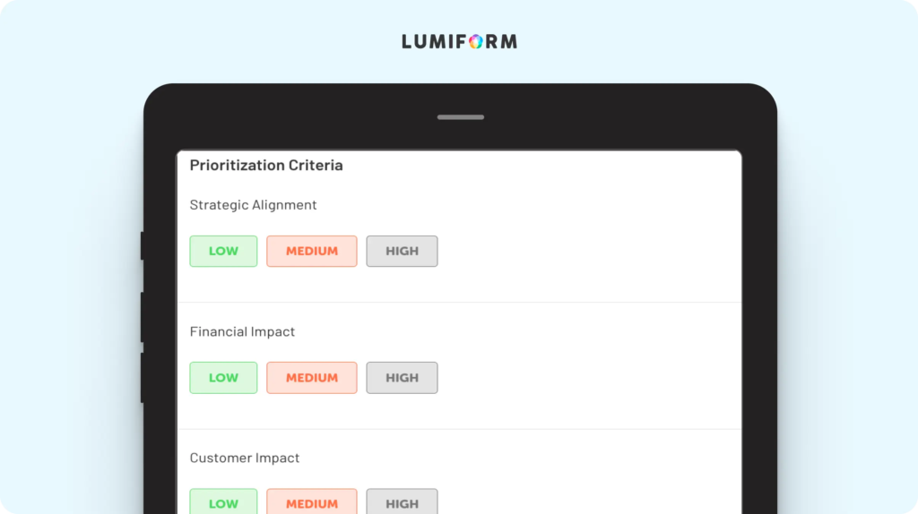 Six Sigma prioritization matrix template
