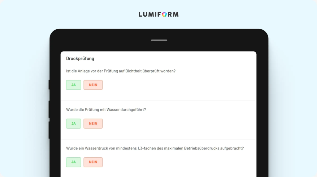 DIN 18380 Druckprüfung Formular