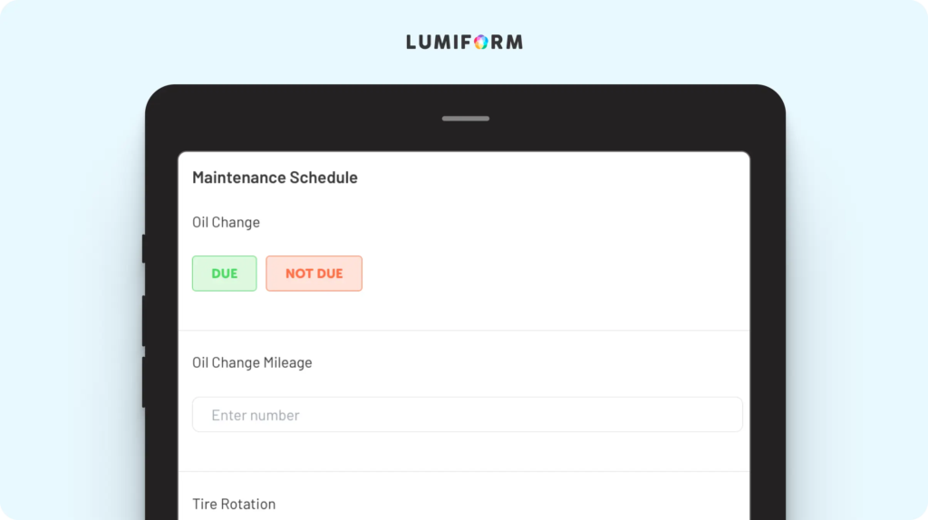 Vehicle maintenance plan template