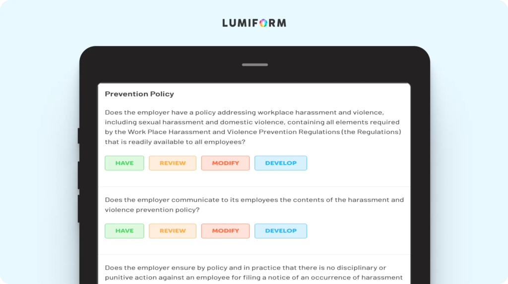 Workplace violence and harassment risk assessment template
