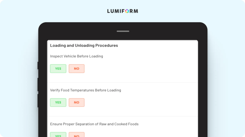 Food transportation SOP template