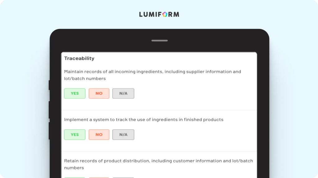 Food safety – food traceability template
