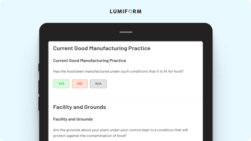 GMP audit checklist for food manufacturers