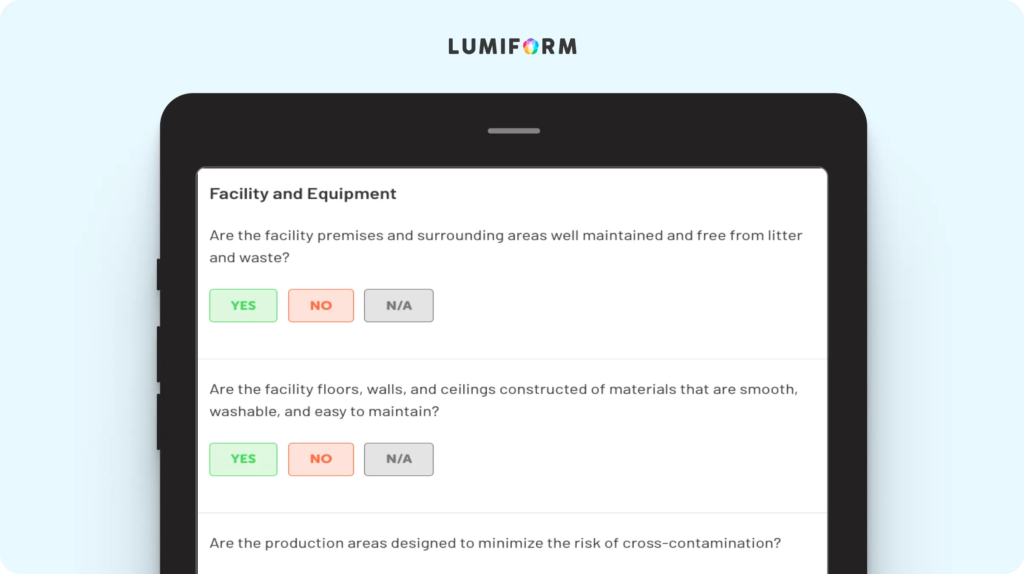 GMP in food industry checklist