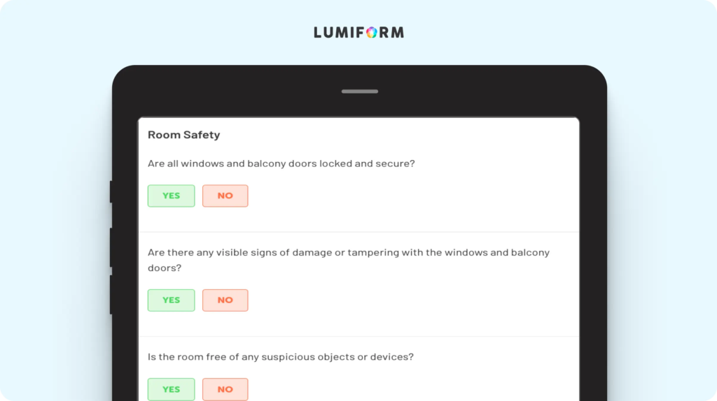 Hotel room safety checklist