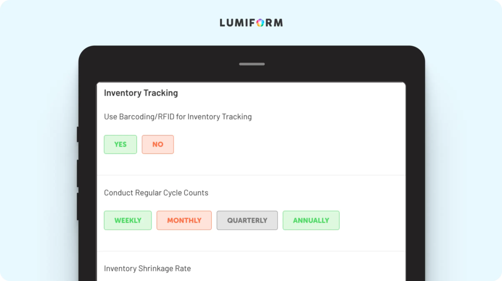 Retail inventory management template