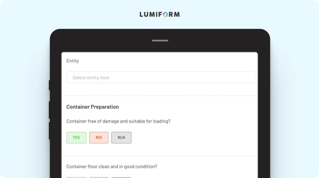 Container loading checklist