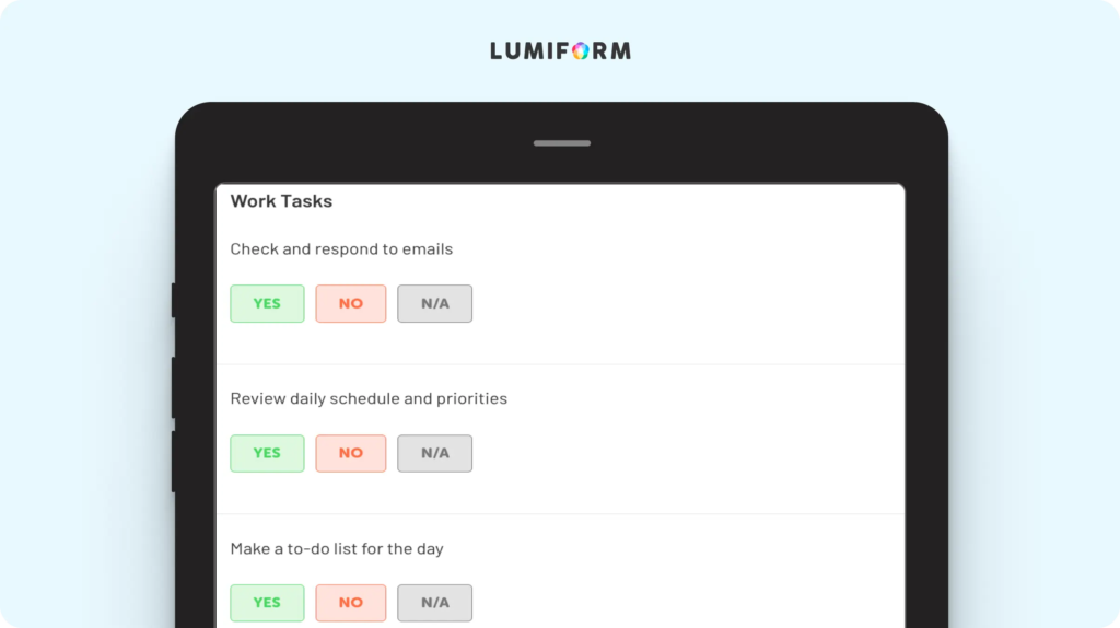 Daily tasks checklist